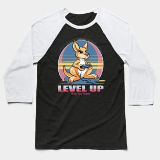 Level Up with Roo Power Gamer Kangeroo Baseball T-Shirt